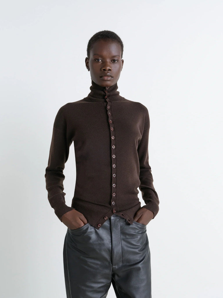 Lemaire - Buttoned Fitted Cardigan in Aubergine
