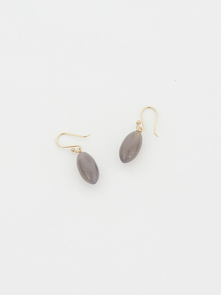 Ted Muehling Berry Earrings in 14k Yellow Gold with Grey Agate