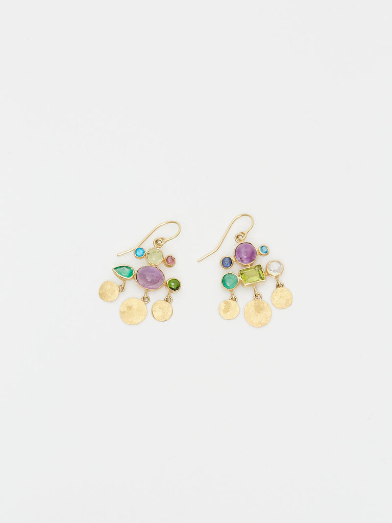 Judy Geib Confetti Multi-Gemstone Earrings with 22k Yellow Gold Squashes