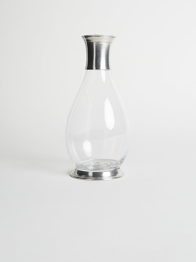 Cosi Tabellini Velletri Tall Pewter & Glass Carafe with Collar