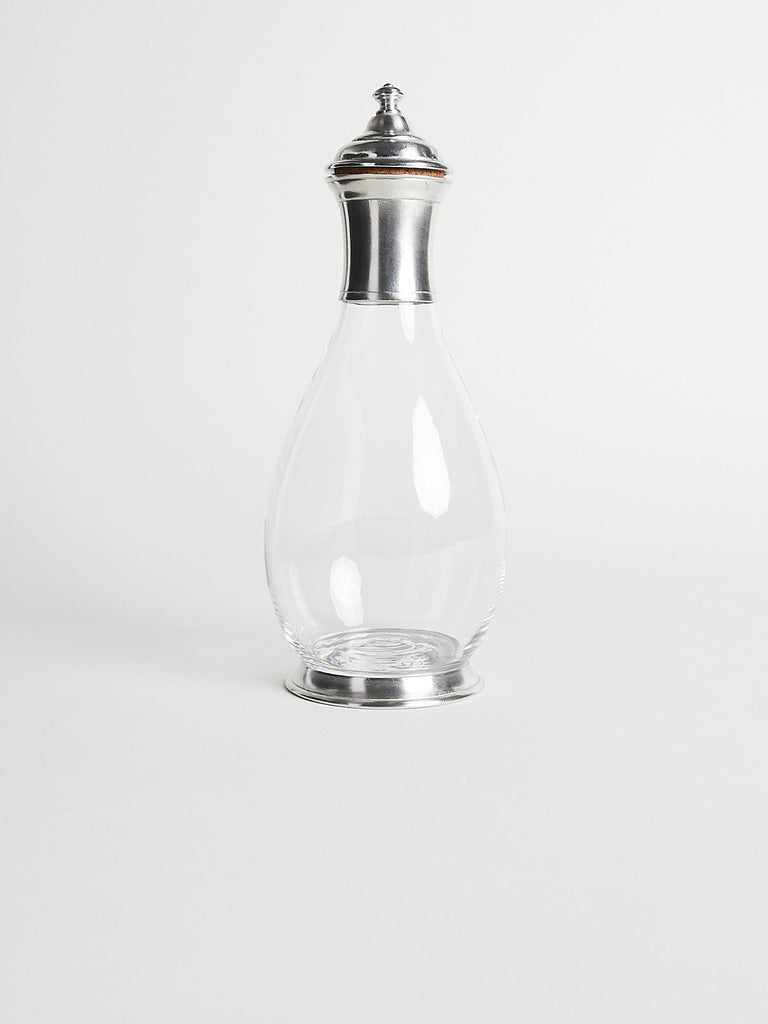 Cosi Tabellini Velletri Tall Pewter & Glass Carafe with Collar and Lid