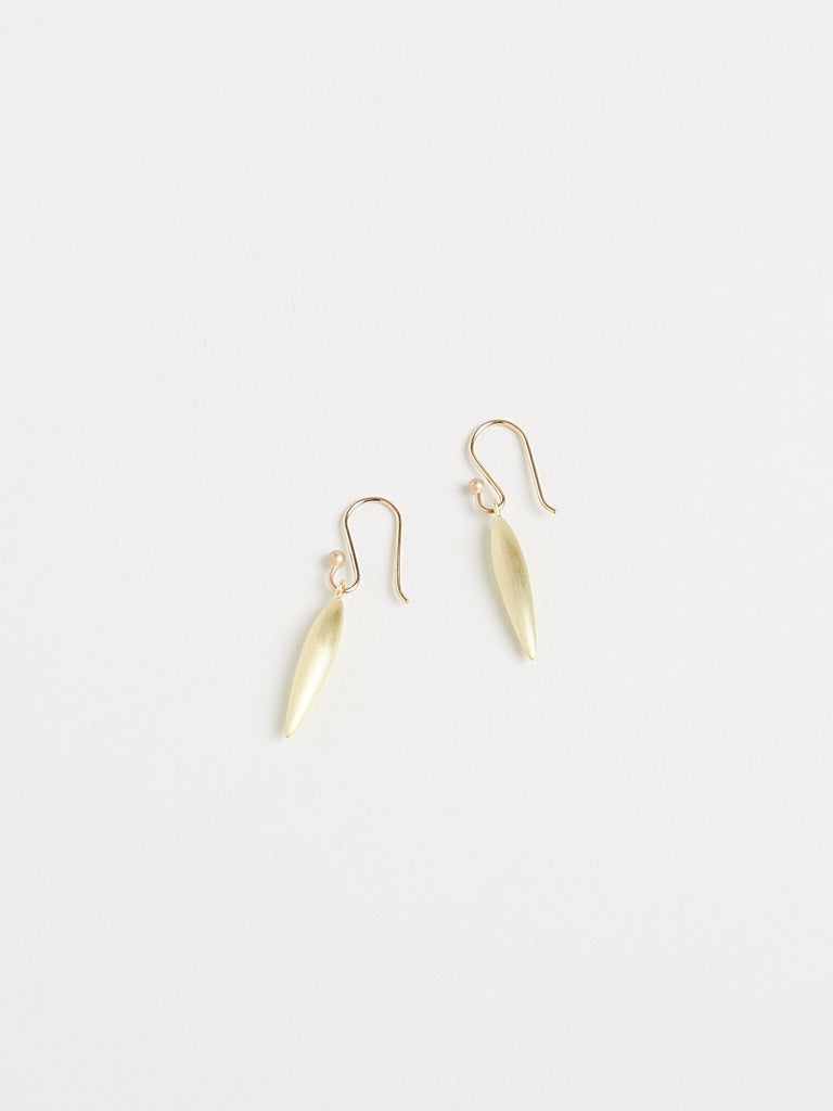 Ted Muehling Small Rice Earrings in Green Gold Plate