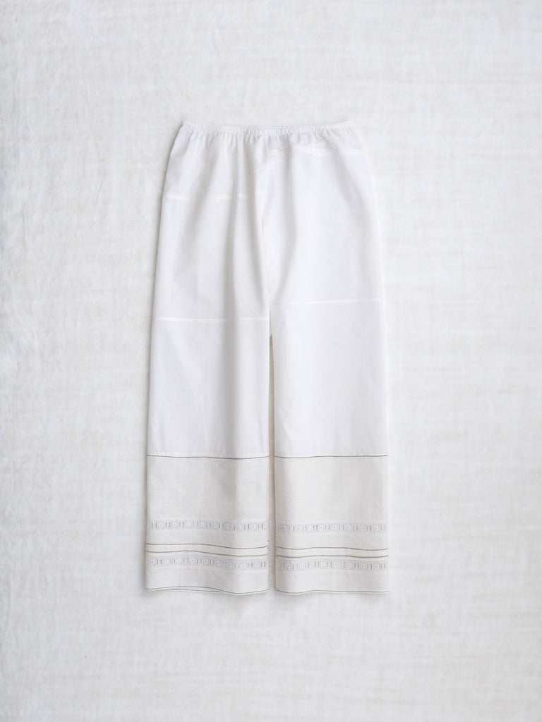 dosa x Mouki Mou Patched Pants with Thin Blue Line in Rice