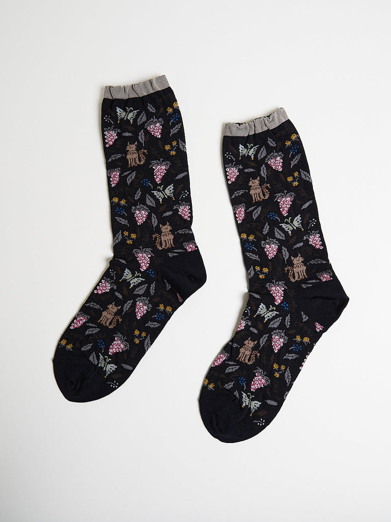 Antipast - Garden Cat Socks in Black