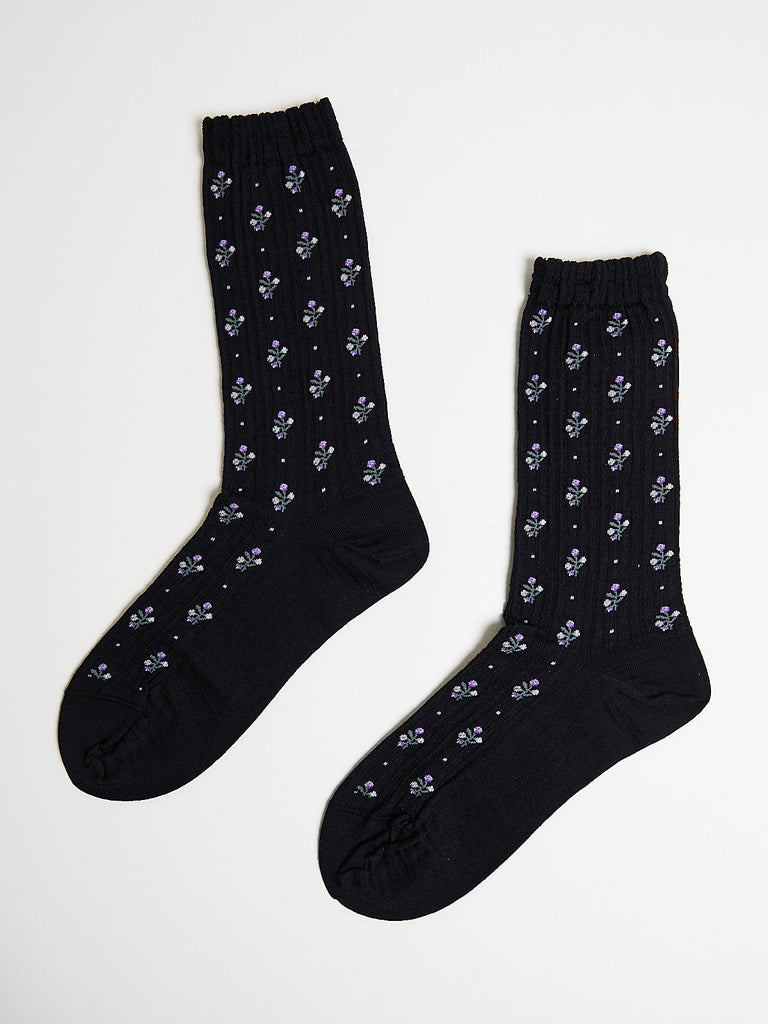 Antipast - Flower Stripe Socks in Black