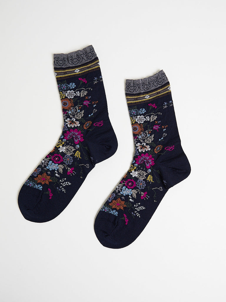 Antipast - Happy Flower Socks in Navy