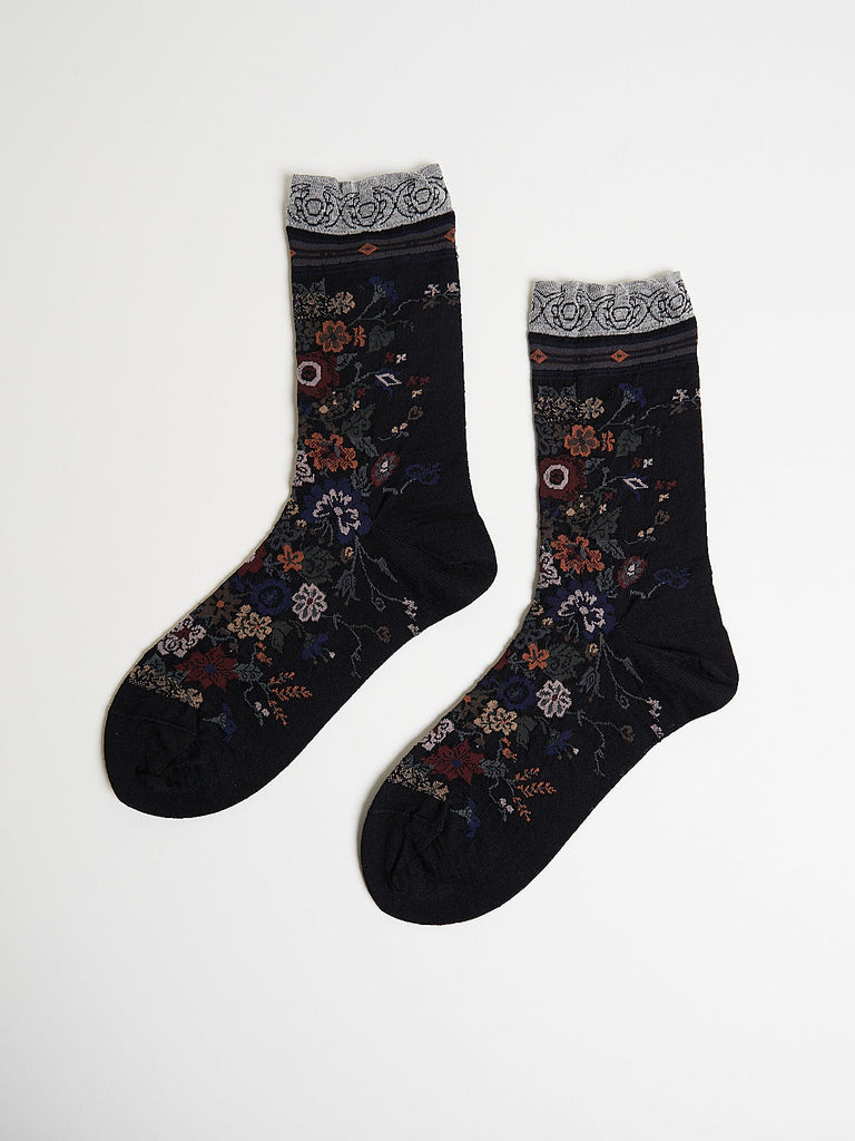 Antipast - Happy Flower Socks in Black