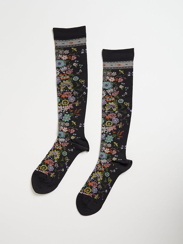 Antipast - Happy Flower High Socks in Brown