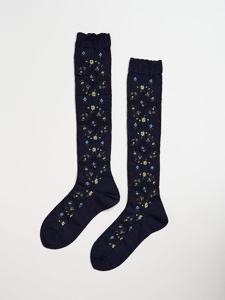 Antipast - Rose Wall High Socks in Navy