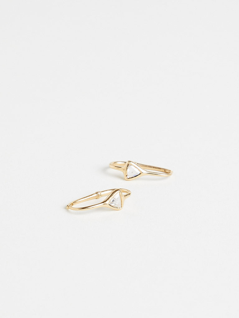 Myrto - Oval Hoop Earrings with 0.24ct Brown Diamond on 18k Yellow Gold