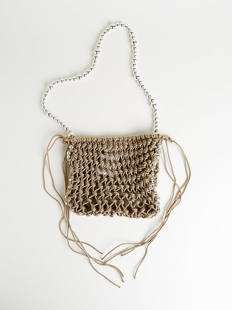 Niccolo Pasqualetti - Costellazione Minibag with Silver Beads in Taupe
