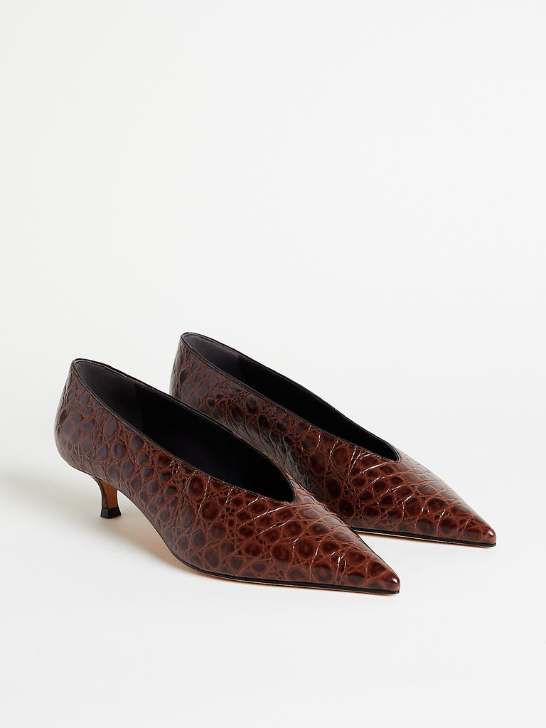 Le Monde Béryl - Babouche Kitten Heel in Castagna Leather