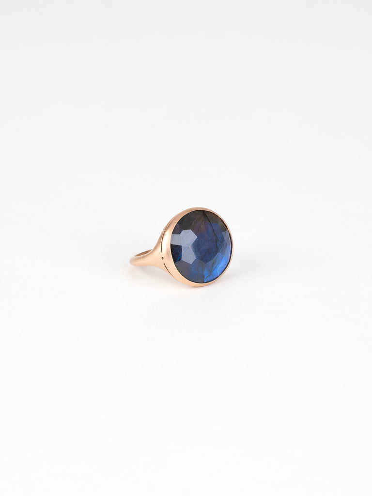 Anaconda - Blue Simple Ring in 9K RG with Grey Labradorite in 10.65ct