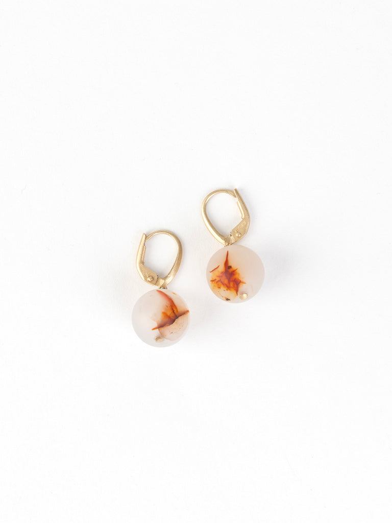 Anaconda - Candy Momo Earrings in 9K YG with Boules Brasil Agathe Saten 24.11ct