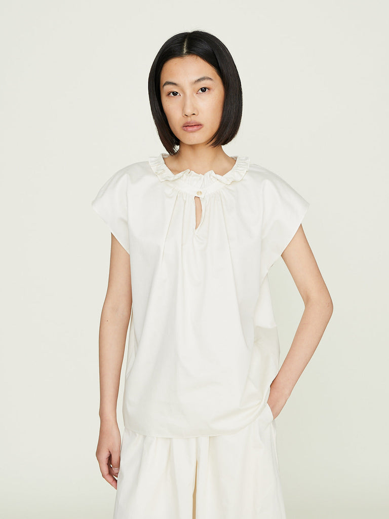 Atlantique Ascoli - Halo Cap Sleeve Blouse in Pale Powder Yellow