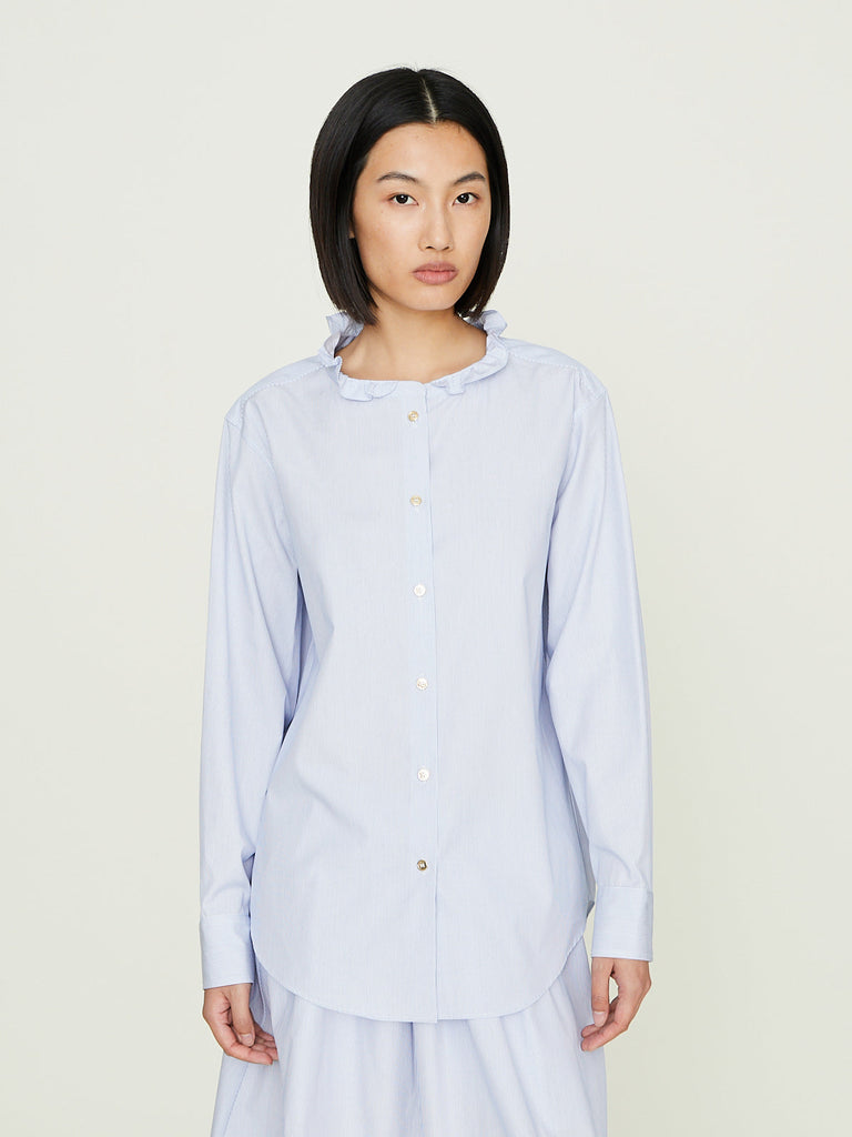 Atlantique Ascoli - Eclipse Long Sleeve Shirt in White/Blue Pinstripe