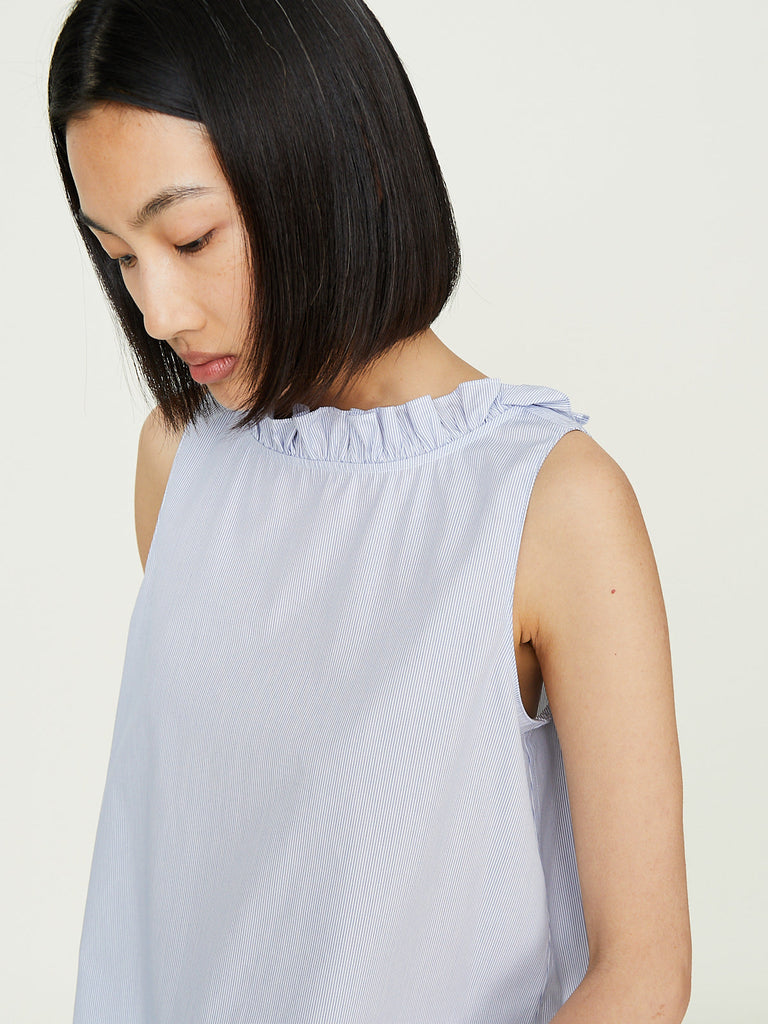 Atlantique Ascoli - Reverso Sleeveless Top in White/Blue Pinstripe