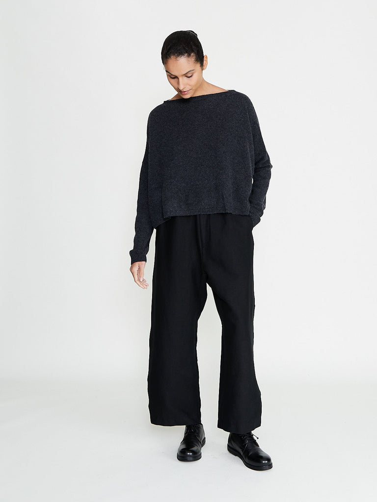 Album di Famiglia - Wide & Long Trousers DS in Black