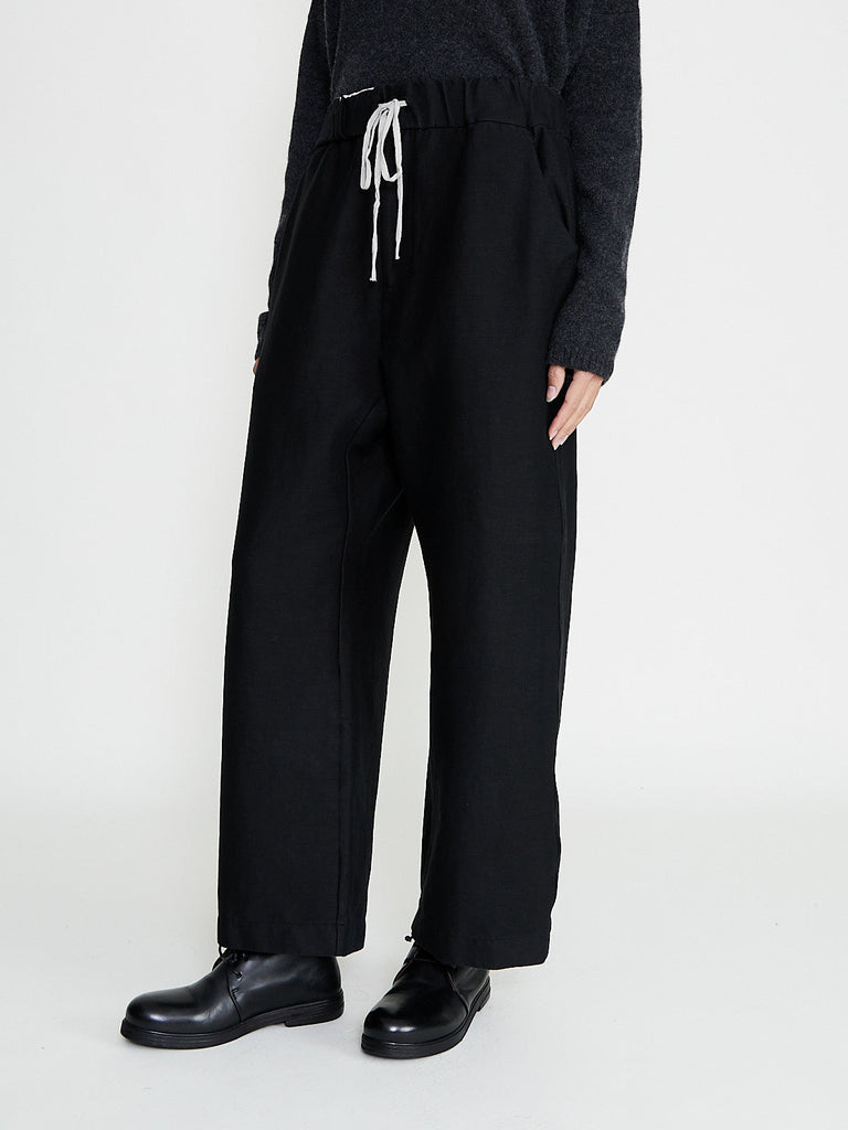 Album di Famiglia - Wide & Long Trousers DS in Black