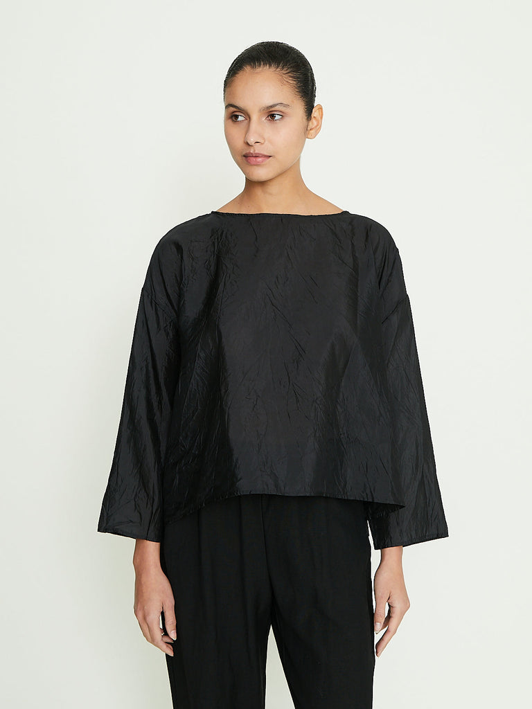 Apuntob Silk Organza Shirt in Black