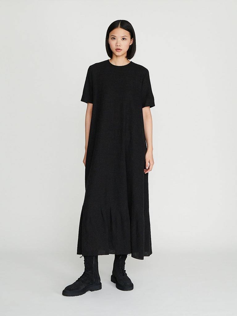 Apuntob - Foulard Wool Dress in Anthracite Grey