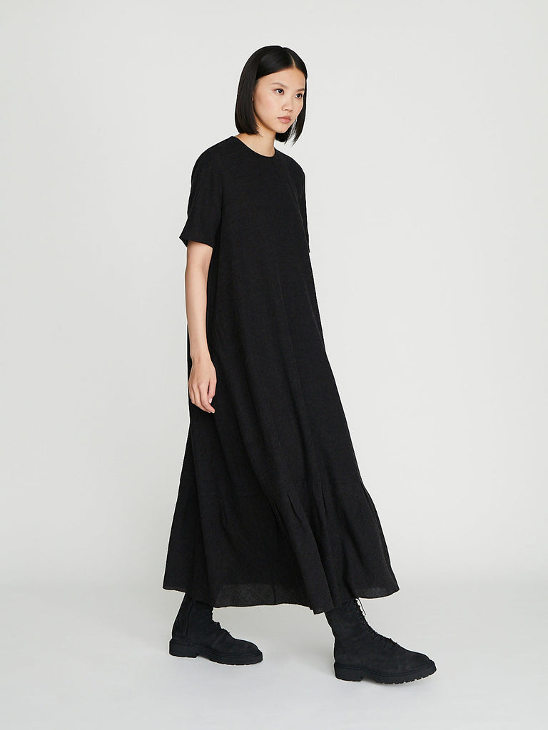 Apuntob - Foulard Wool Dress in Anthracite Grey