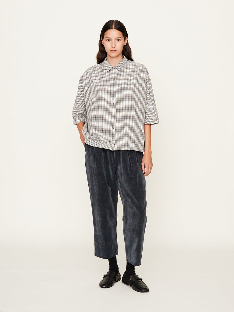 Apuntob - Cotton/Linen Velvet Trousers in Dark Teal
