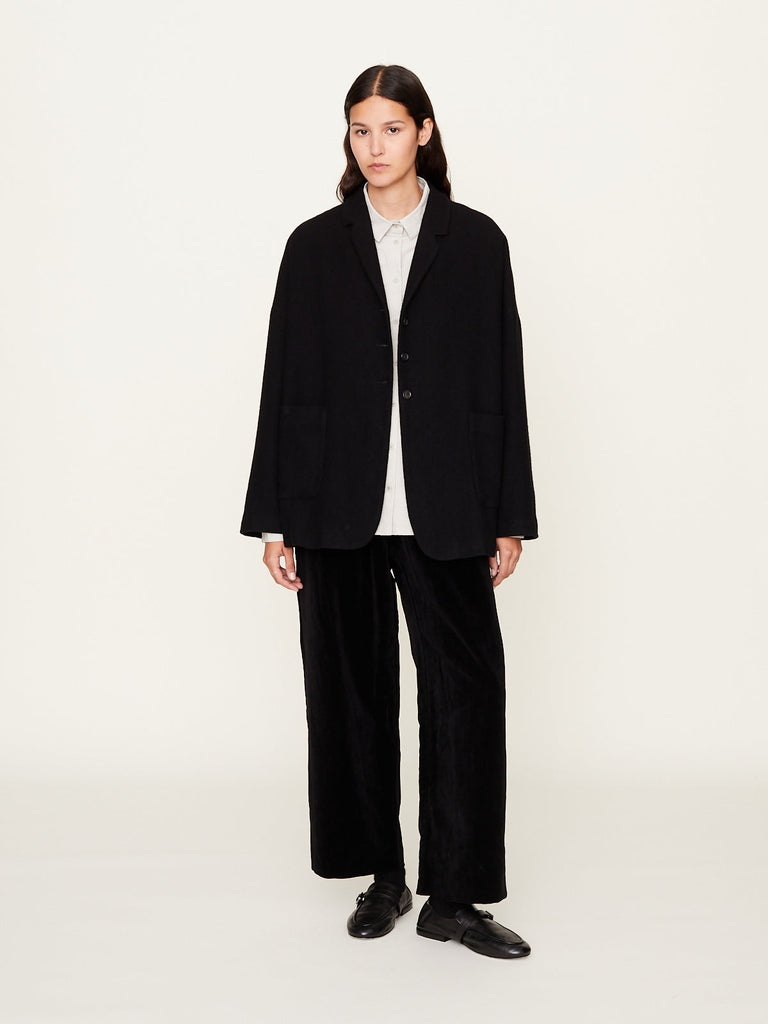Apuntob - Cotton/Linen Velvet Trousers in Black
