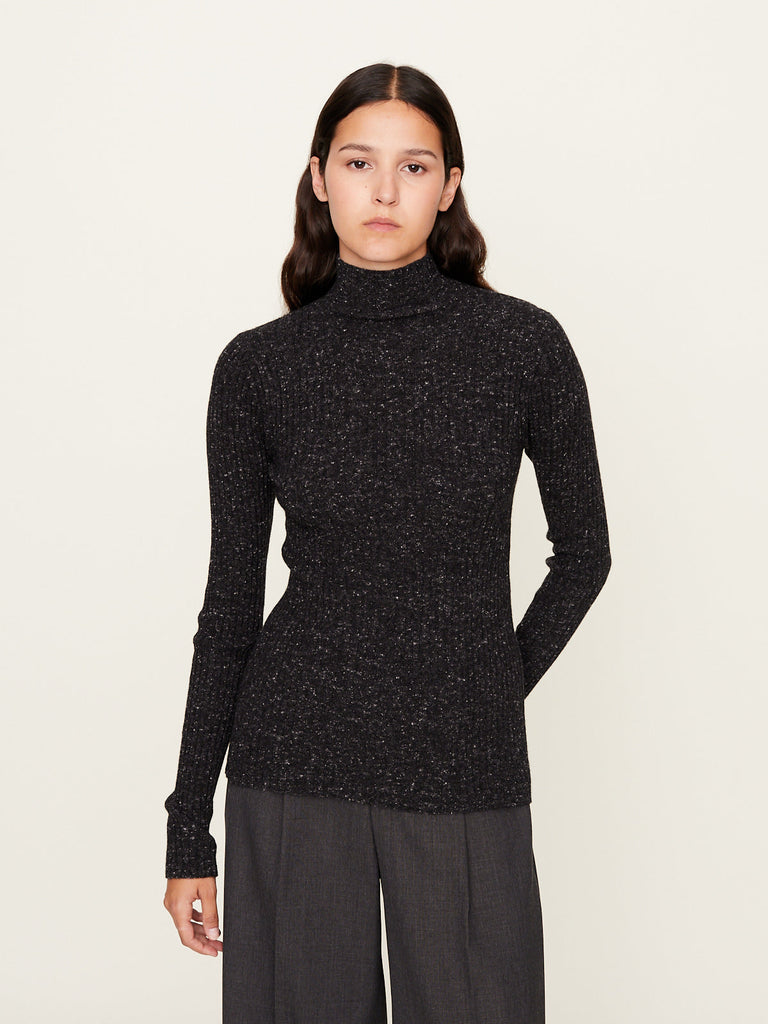 Auralee - Cashmere Nep Knit Turtle in Mix Black