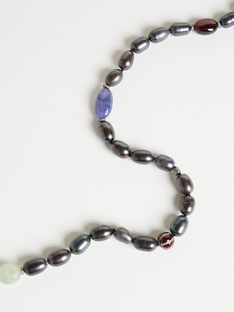 Ileana Makri - Black Oval Pearl Beaded Neckace