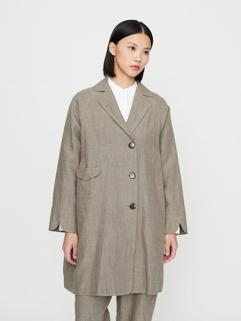 Arts & Science - Single Patch Pocket Raglan Coat in Mix Green