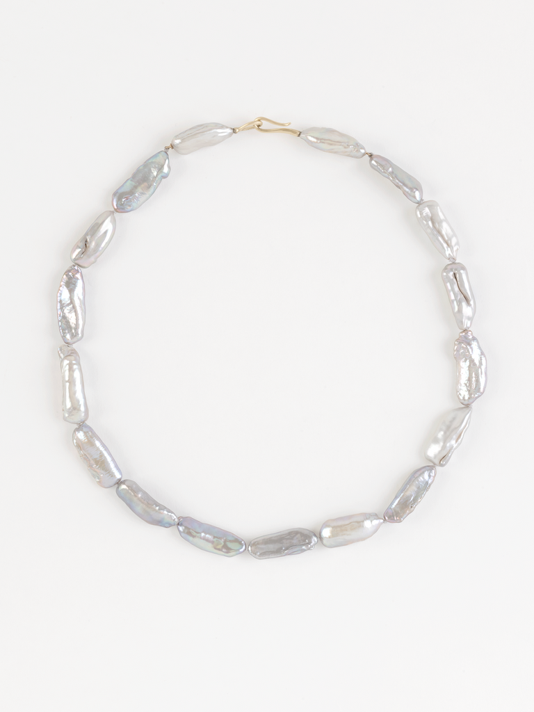 Anaconda - Asola Gancio Necklace in 9k Yellow Gold with 172.08ct Fresh Water Grey Pearls