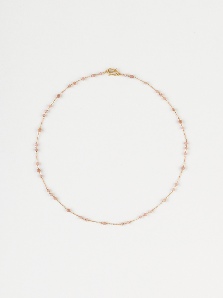 Anaconda - Glitter Necklace in 18k White Gold with 2.10ct Rose Agate and 5.27ct Rhodochrosite