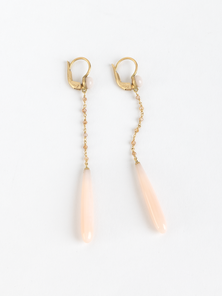 Anaconda - Mia Earrings in Yellow Gold 18k with 8.4ct Rose Opal & 0.59ct Zircons