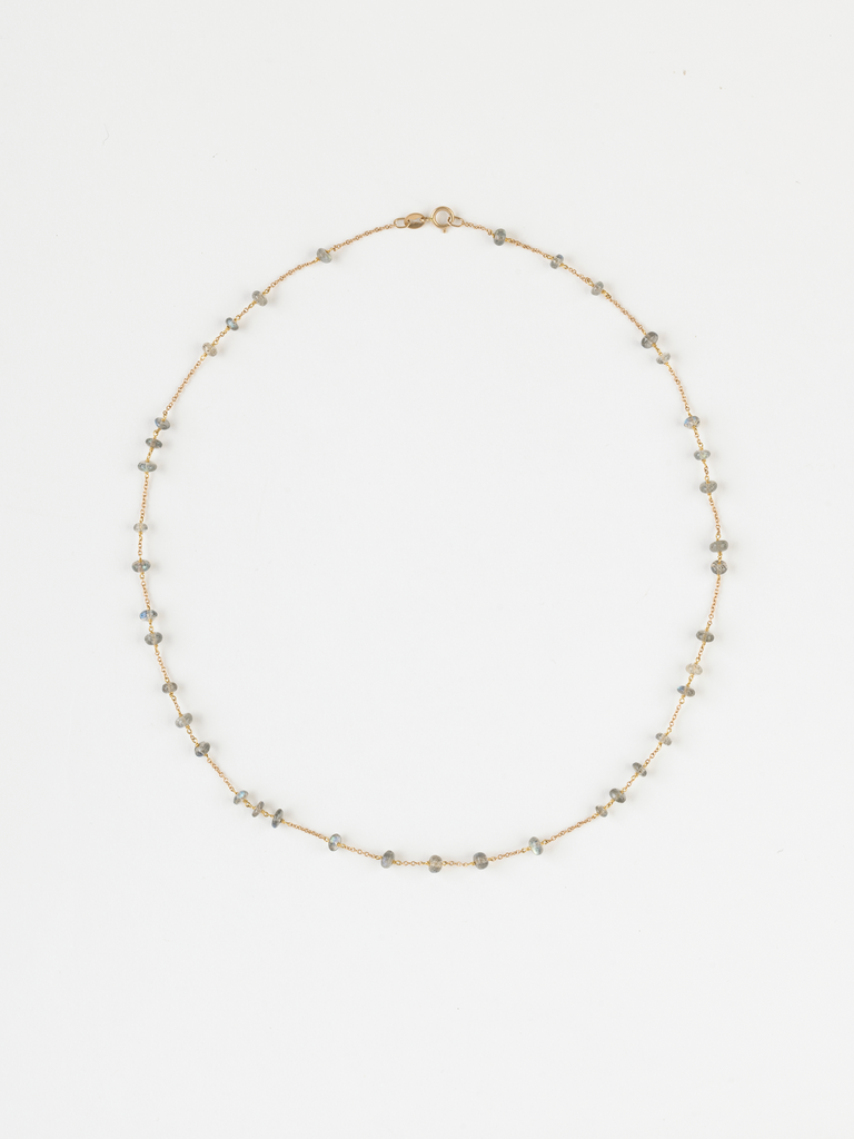 Anaconda - Glitter Necklace in 18k White Gold with 9.45ct Grey Labradorite