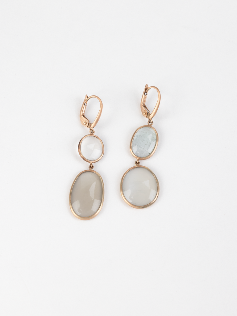 Anaconda - Dragonfly Momo Earrings in 9k Rose Gold with 12.57ct Moonstone Mix Tourmaline