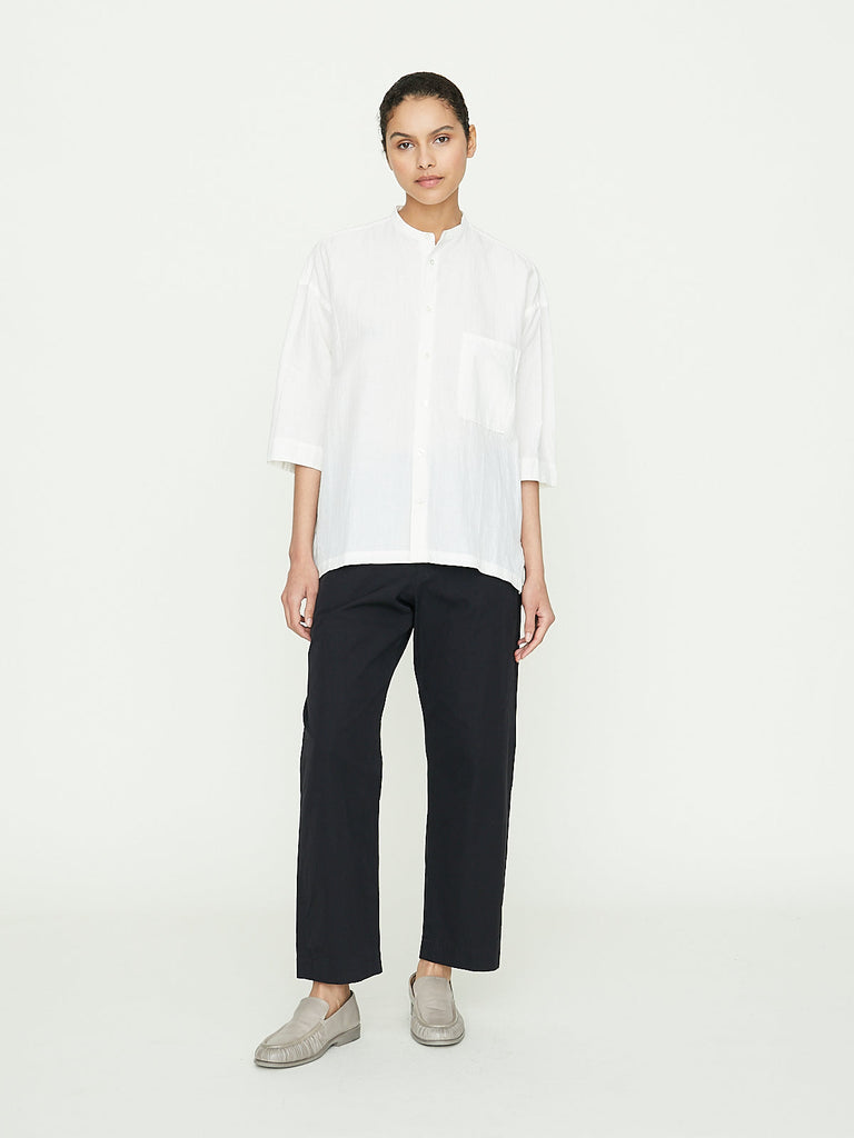 Arts & Science Band Collar Half Sleeve Shirt in Off White