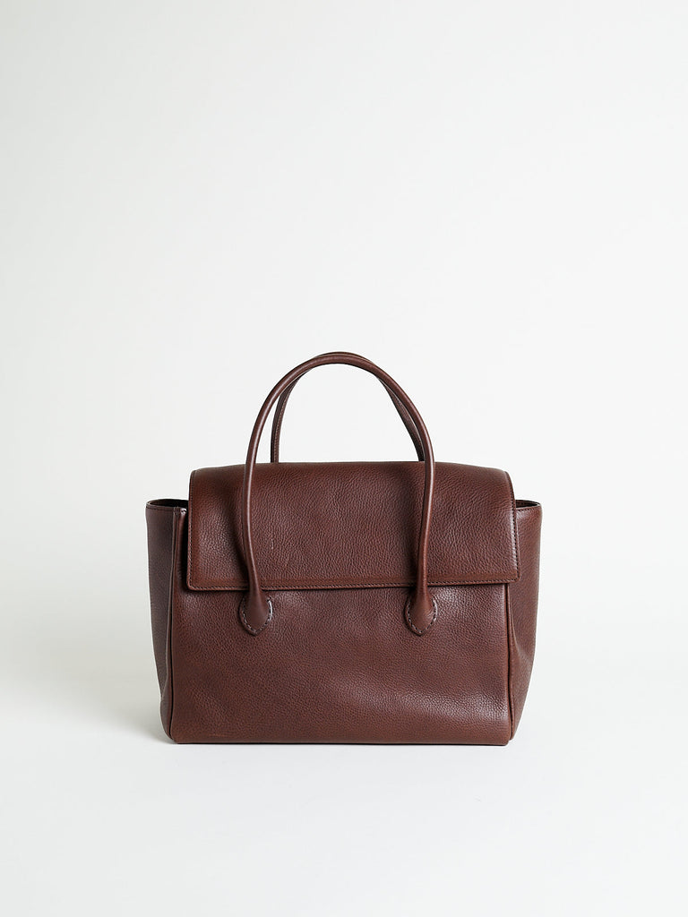 Arts & Science Stitch Flap Bag S in Dark Brown