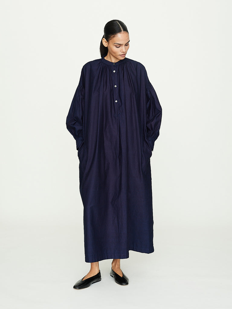 Arts & Science Puffsleeve Long Gather Dress in Deep Violet