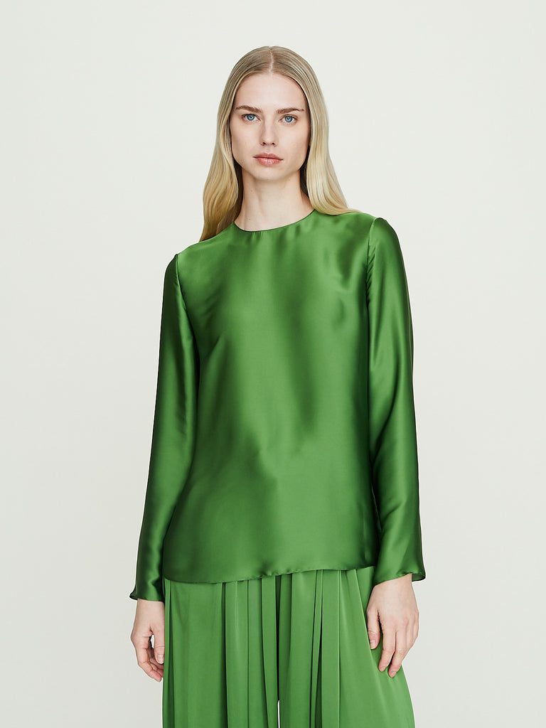 Rabih Kayrouz Charmeuse Woven Top in Matcha Green