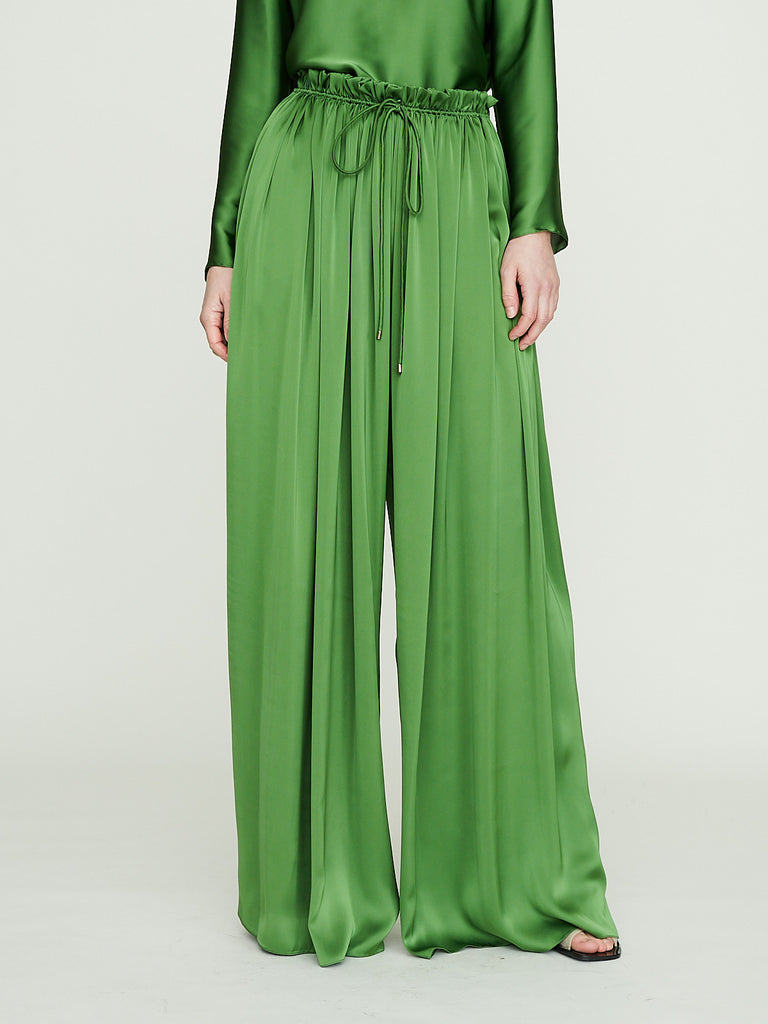 Rabih Kayrouz Charmeuse Woven Pants in Matcha Green