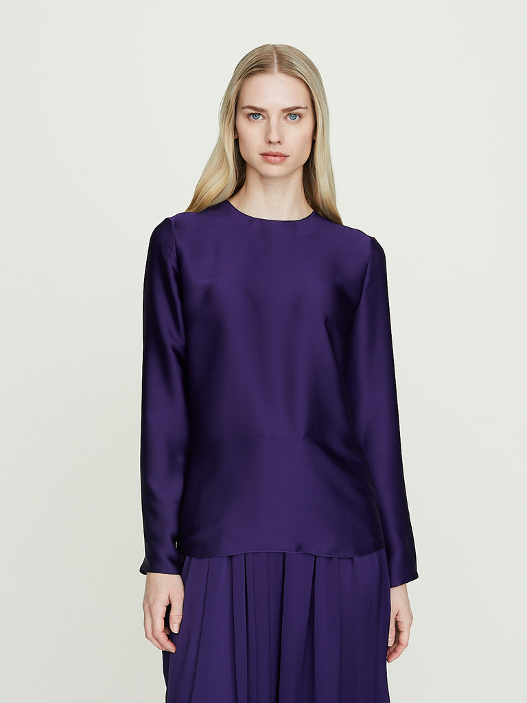 Rabih Kayrouz Charmeuse Woven Top in Purple