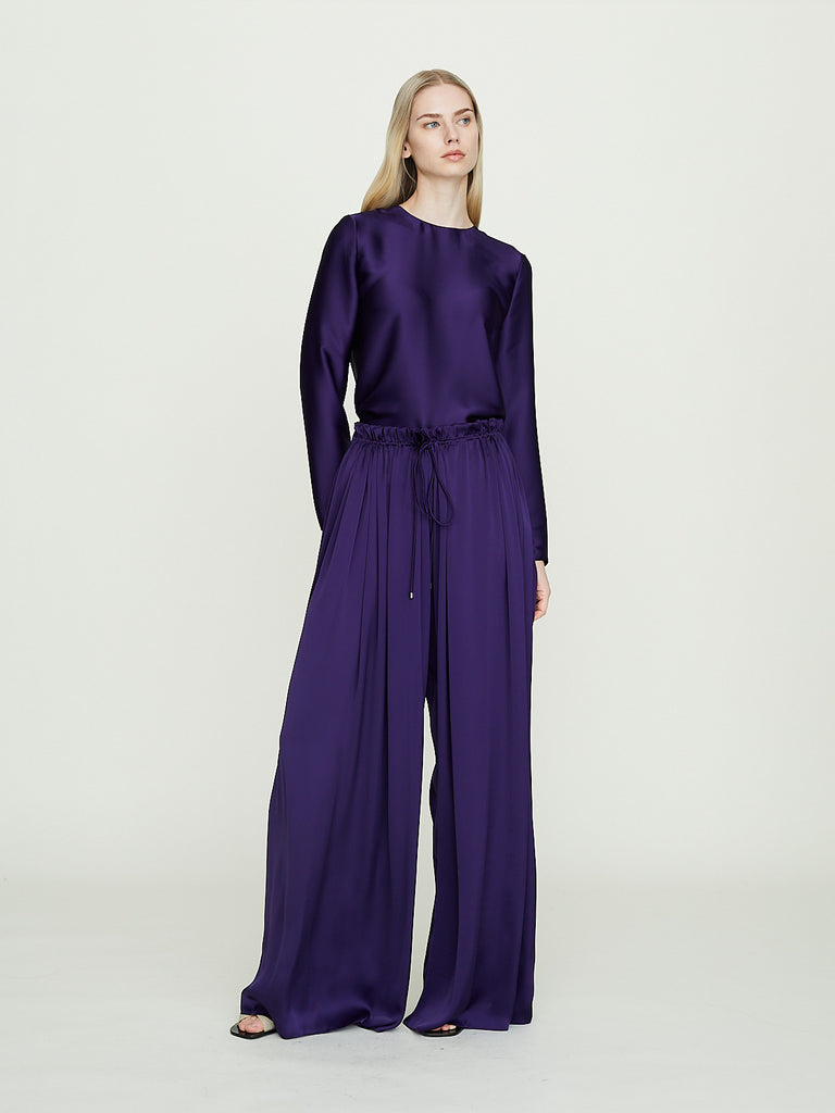 Rabih Kayrouz Charmeuse Woven Pants in Purple