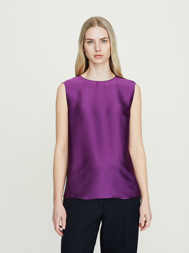 Rabih Kayrouz Charmeuse Woven Top in Plum