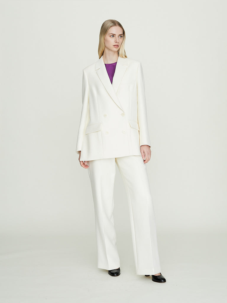 Rabih Kayrouz Double Crepe Woven Pants in Off White