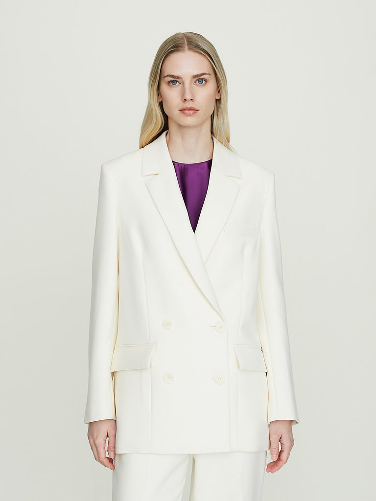 Rabih Kayrouz Double Crepe Woven Jacket in Off White