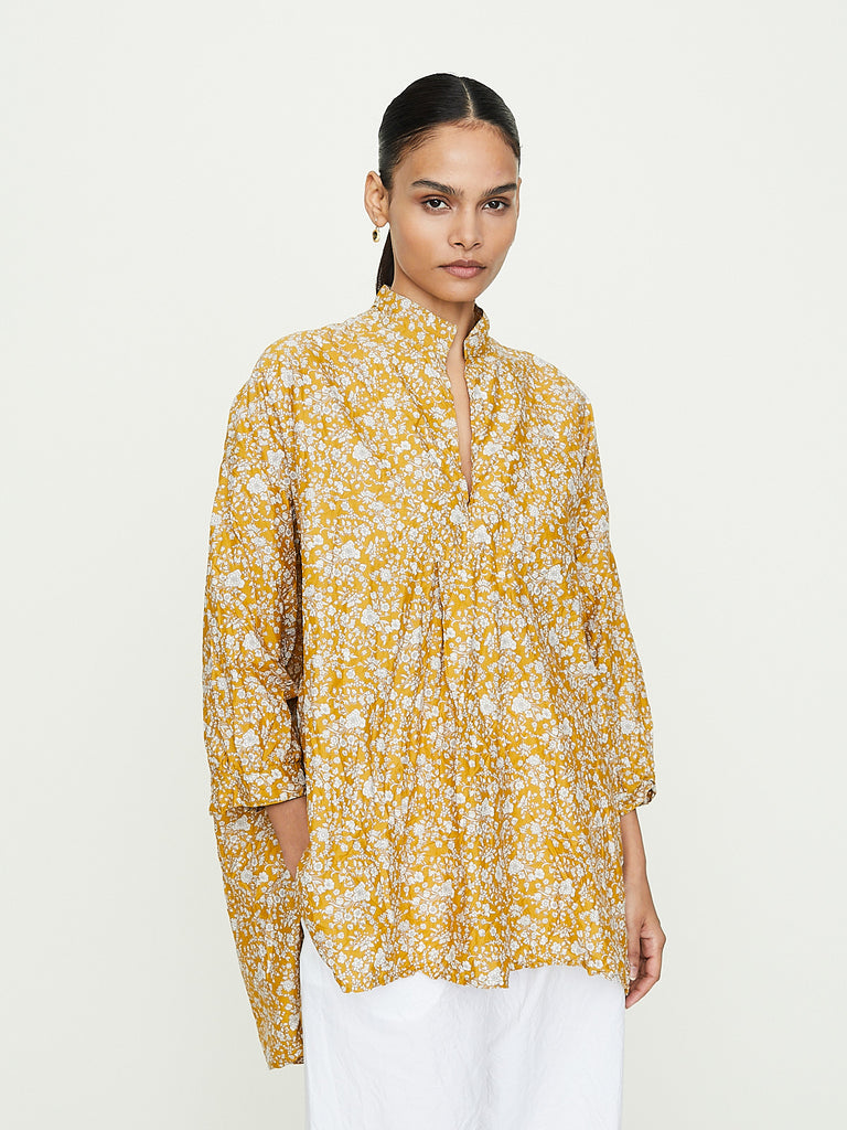 Daniela Gregis Camicione Shirt Kora Inverno Lavato in Yellow Liberty Print 4