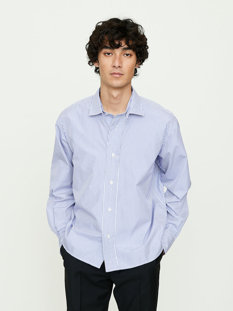 Salon C. Lundman - Double Collar Wide Shirt in Blue/White