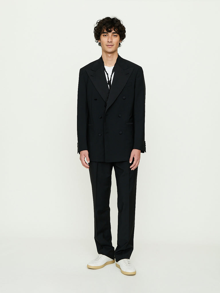 Salon C. Lundman - Double Pleat Tuxedo Trouser in Black