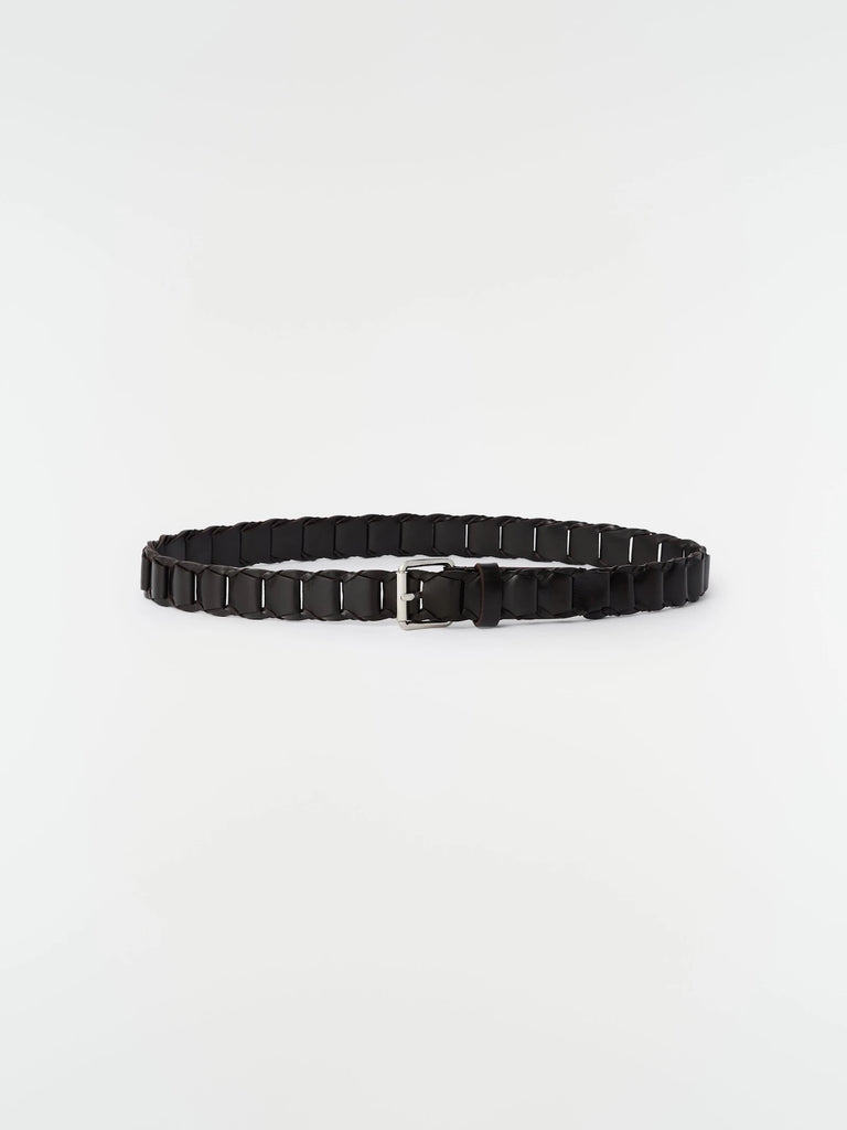 Lemaire - Leather Link Belt 30 in Dark Brown Cow Leather